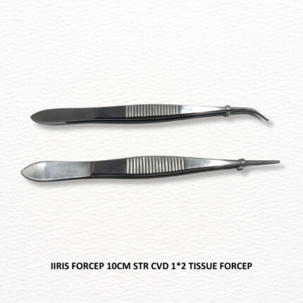 IIRIS FORCEP 10CM STR CVD 1*2 TISSUE FORCEP